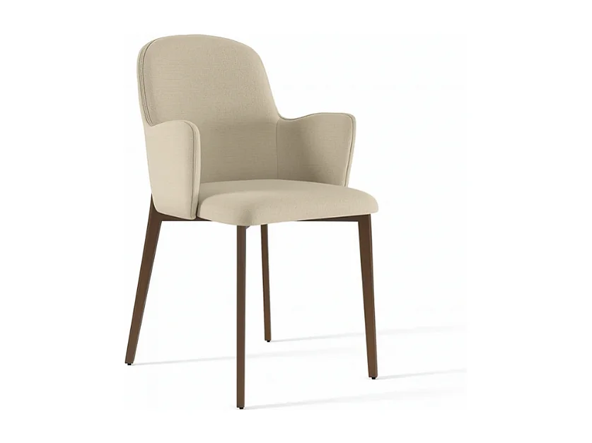 Hug, Set di 4 Sedia in tessuto easy-clean con gambe in metallo verniciato (53.5cm X 62.5cm H. 80cm)