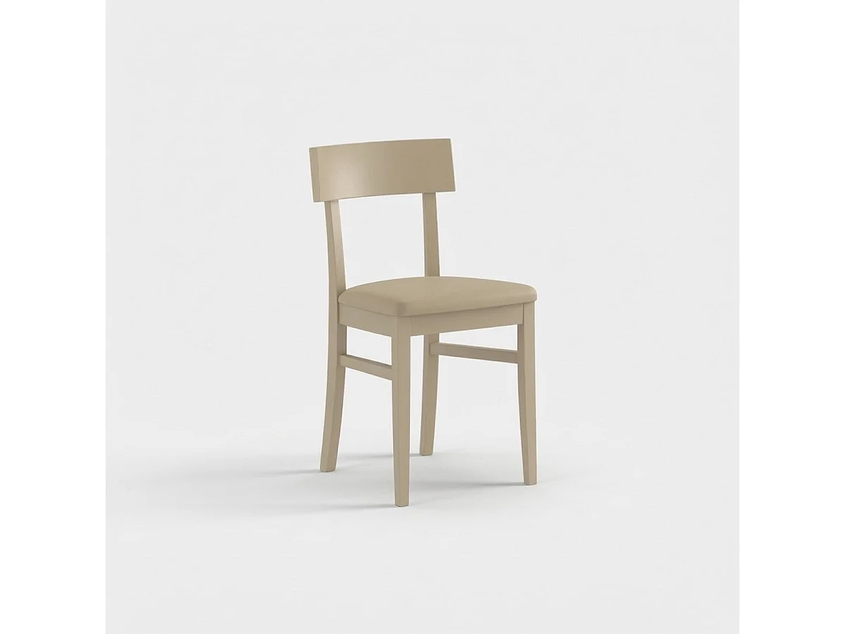 Set de 2 sillas de cocina Zaira de madera lacada con asiento de polipiel - Gris paloma