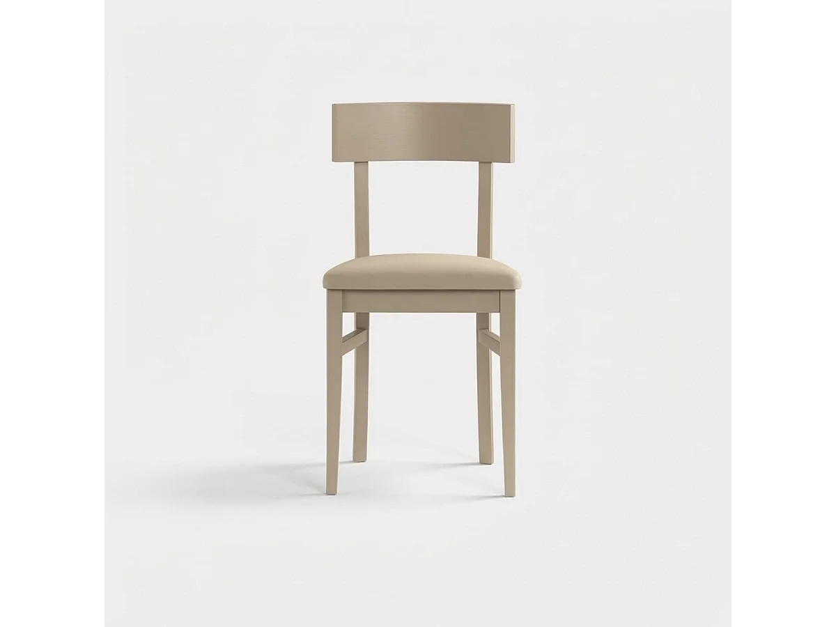 Set de 2 sillas de cocina Zaira de madera lacada con asiento de polipiel - Gris paloma
