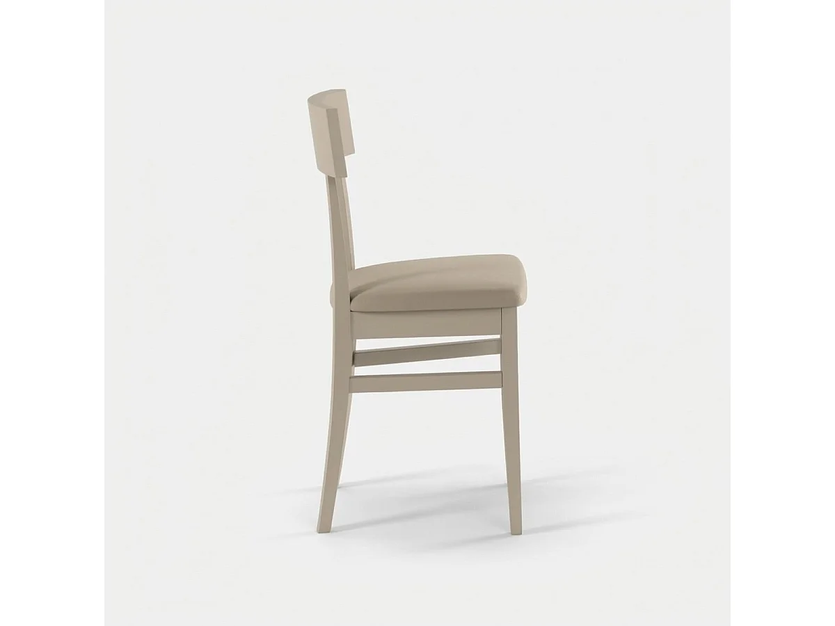 Set de 2 sillas de cocina Zaira de madera lacada con asiento de polipiel - Gris paloma