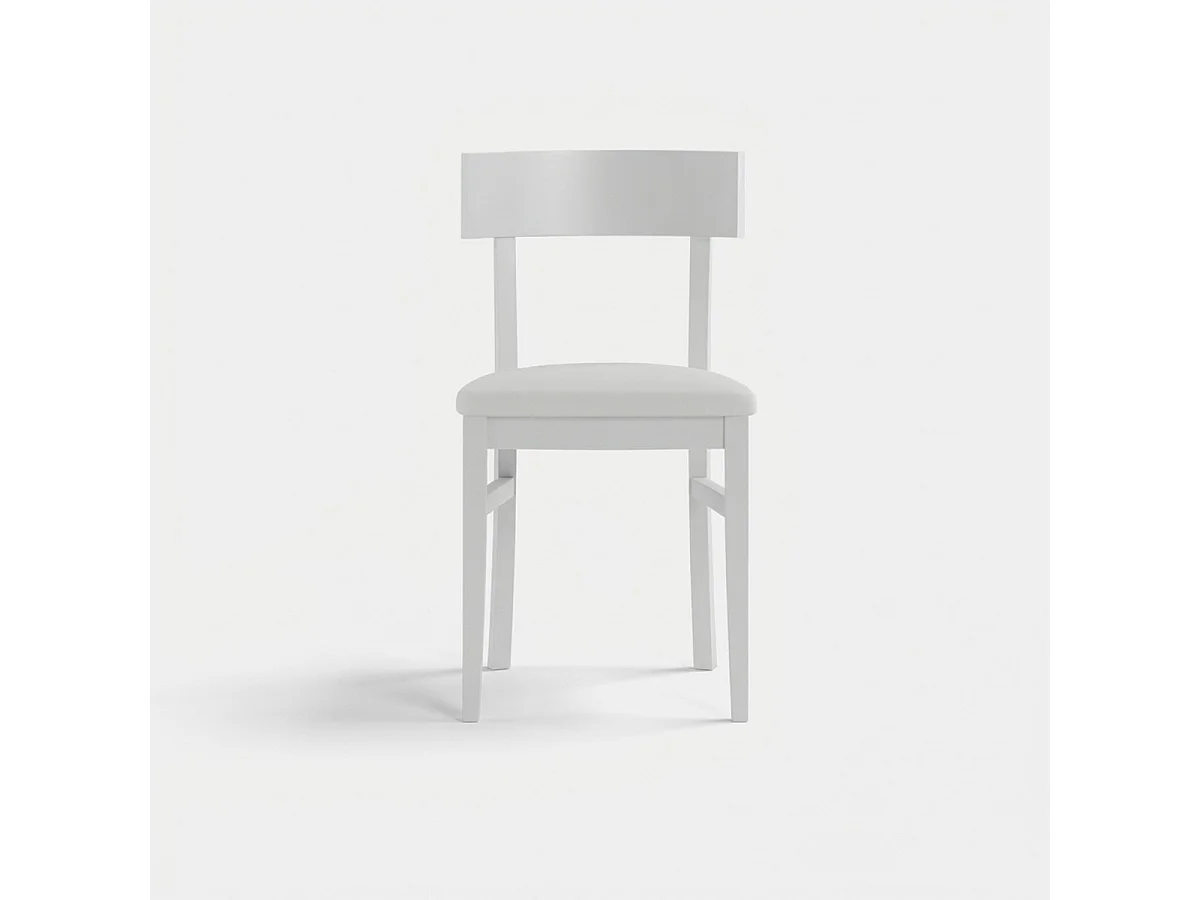 Set de 2 sillas de cocina Zaira de madera lacada con asiento de polipiel - Blanco