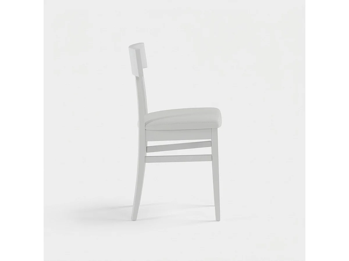 Set de 2 sillas de cocina Zaira de madera lacada con asiento de polipiel - Blanco