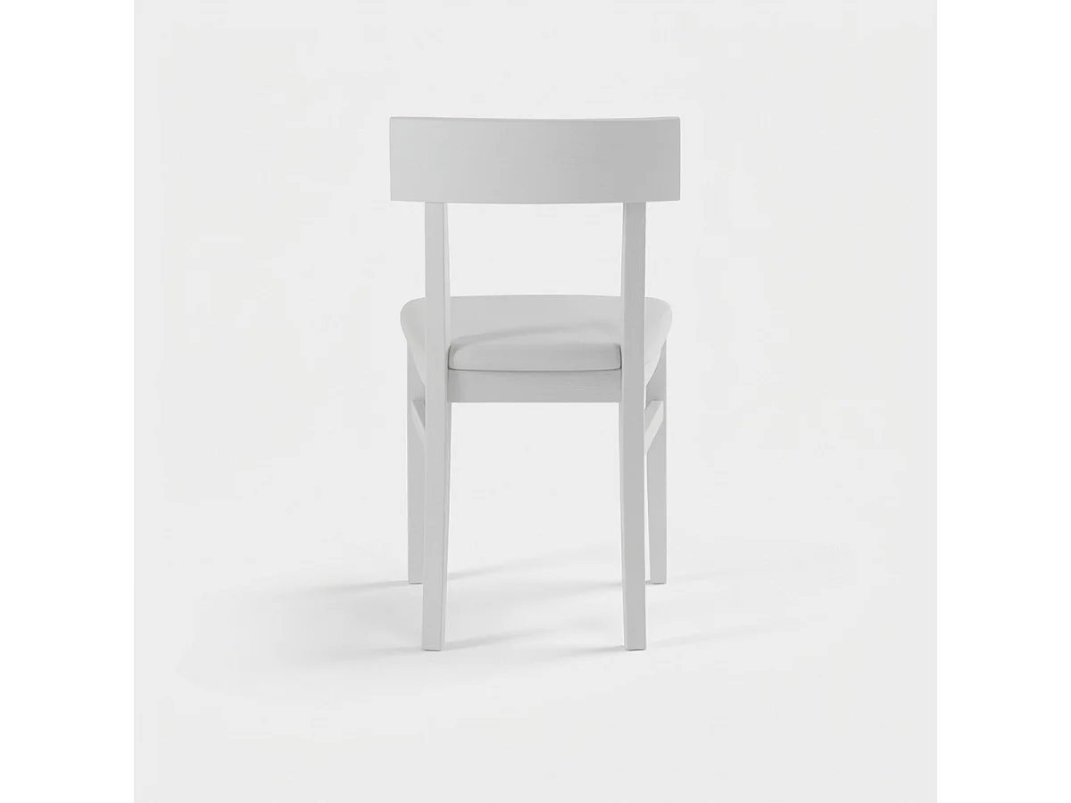 Set de 2 sillas de cocina Zaira de madera lacada con asiento de polipiel - Blanco