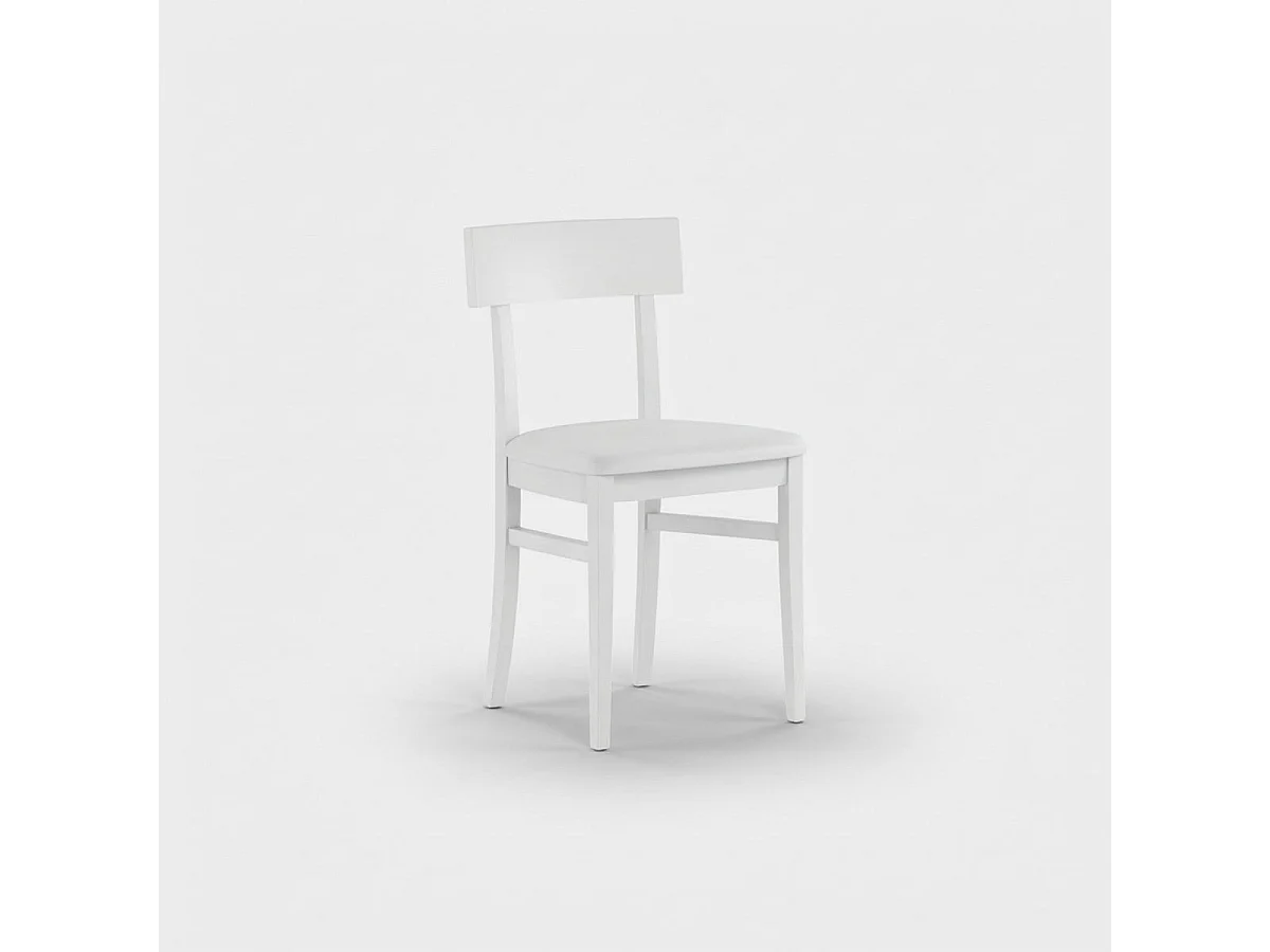 Set de 2 sillas de cocina Zaira de madera lacada con asiento de polipiel - Blanco
