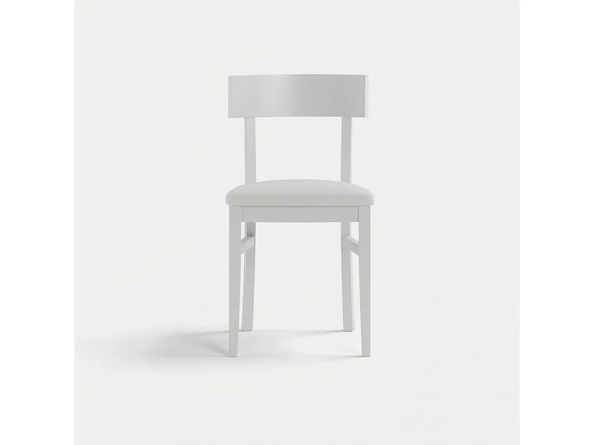 Set de 2 sillas de cocina Zaira de madera lacada con asiento de polipiel - Blanco