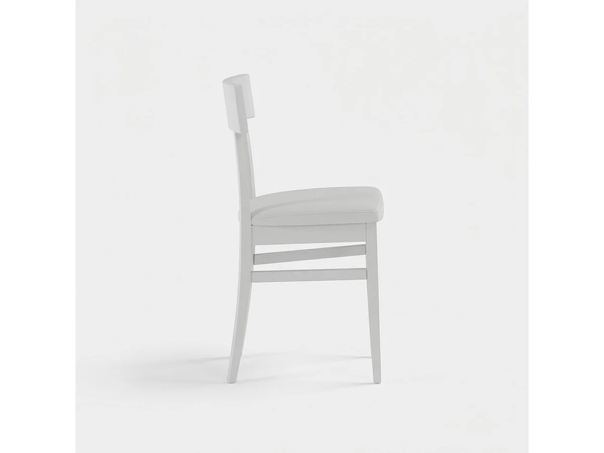 Set de 2 sillas de cocina Zaira de madera lacada con asiento de polipiel - Blanco