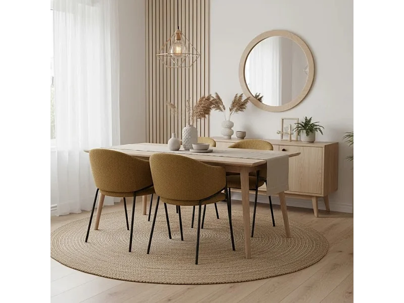 Duna, Set di 2 Sedia in tessuto easy-clean con gambe in metallo verniciato (53cm X 60cm H. 78cm)