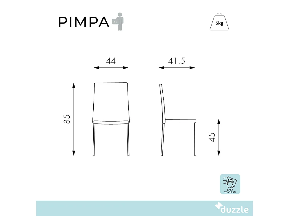 Pimpa, Set di 4 Sedia in similpelle (41.5cm X 44cm H. 85cm)| Duzzle