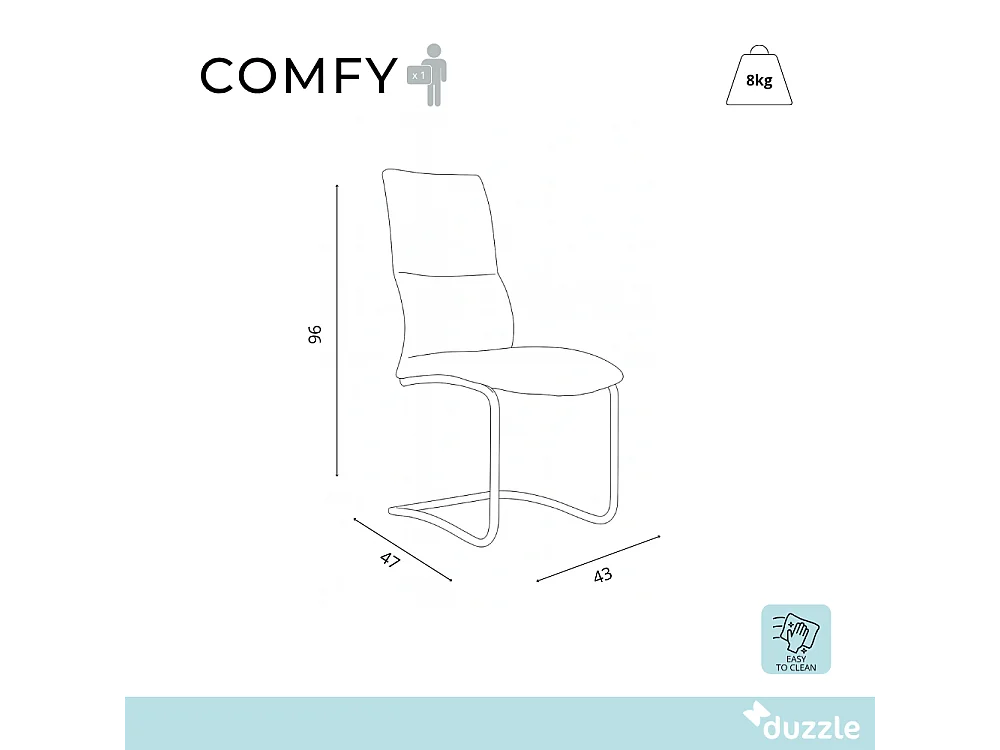 Comfy, Set di 2 Sedia in tessuto (47cm X 43cm H. 96cm)| Duzzle