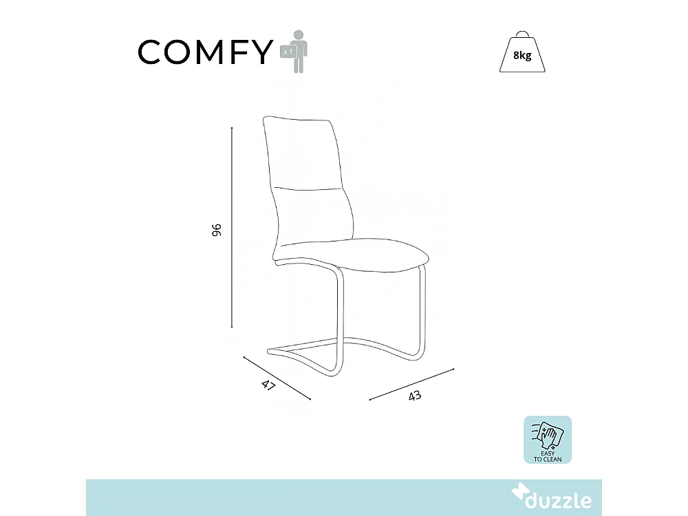 Comfy, Set di 2 Sedia in tessuto (47cm X 43cm H. 96cm)