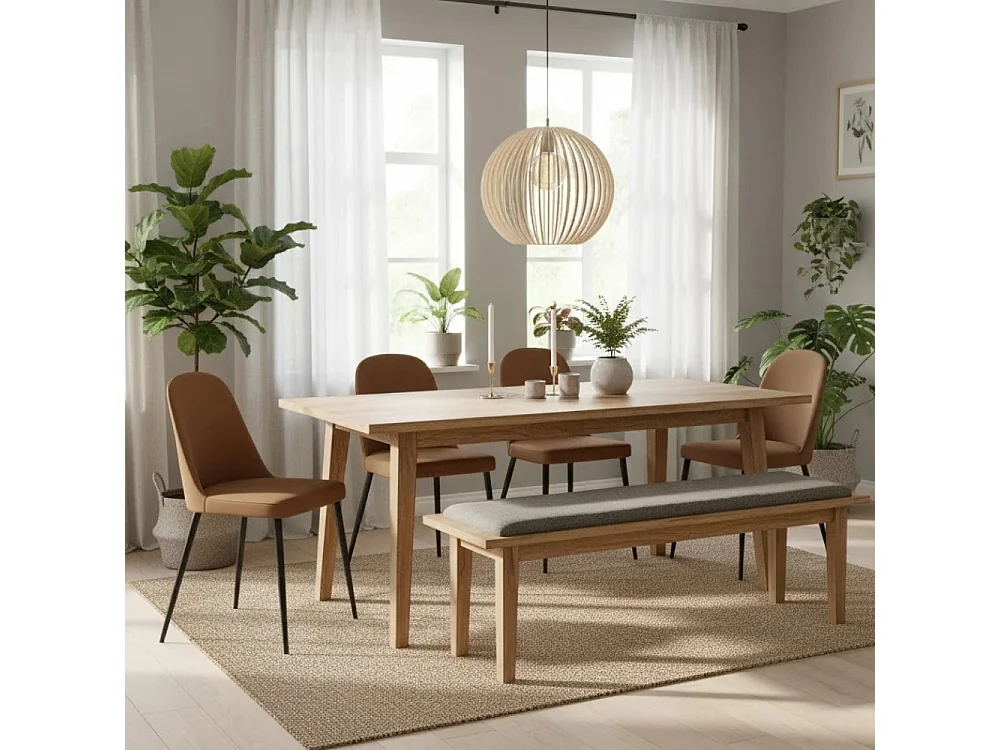 Set de 4 sillas de comedor tapizadas soft-touch con patas de metal Gaelia - Naranja