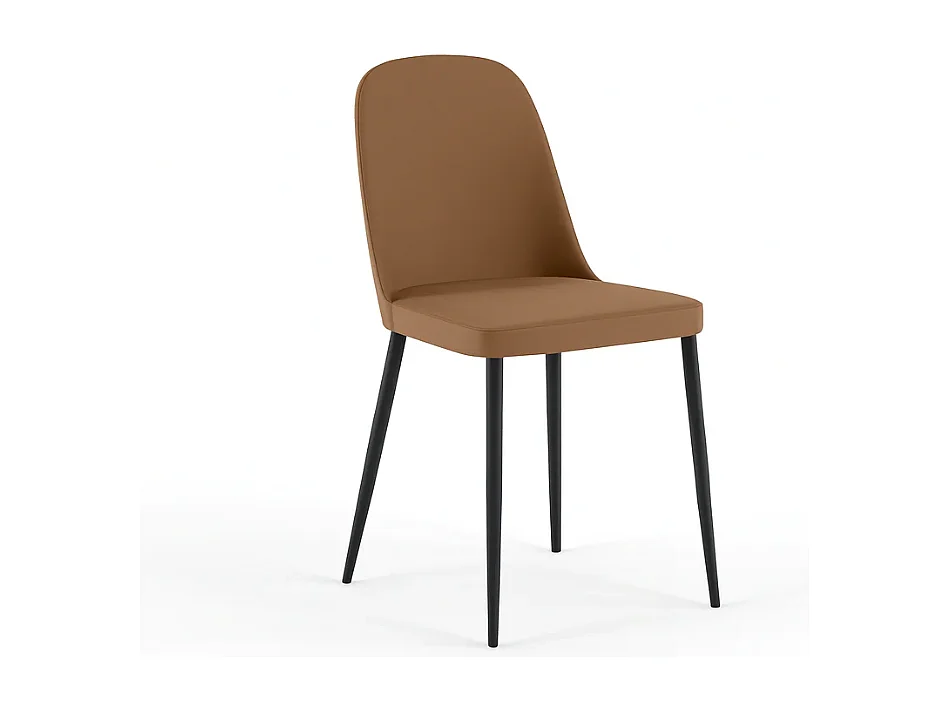 Set de 4 sillas de comedor tapizadas soft-touch con patas de metal Gaelia - Naranja