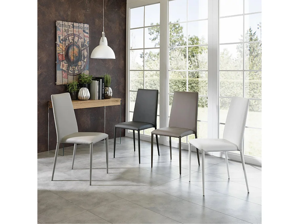 Arianna, Set di 4 Sedia in similpelle (40cm X 42cm H. 96cm)