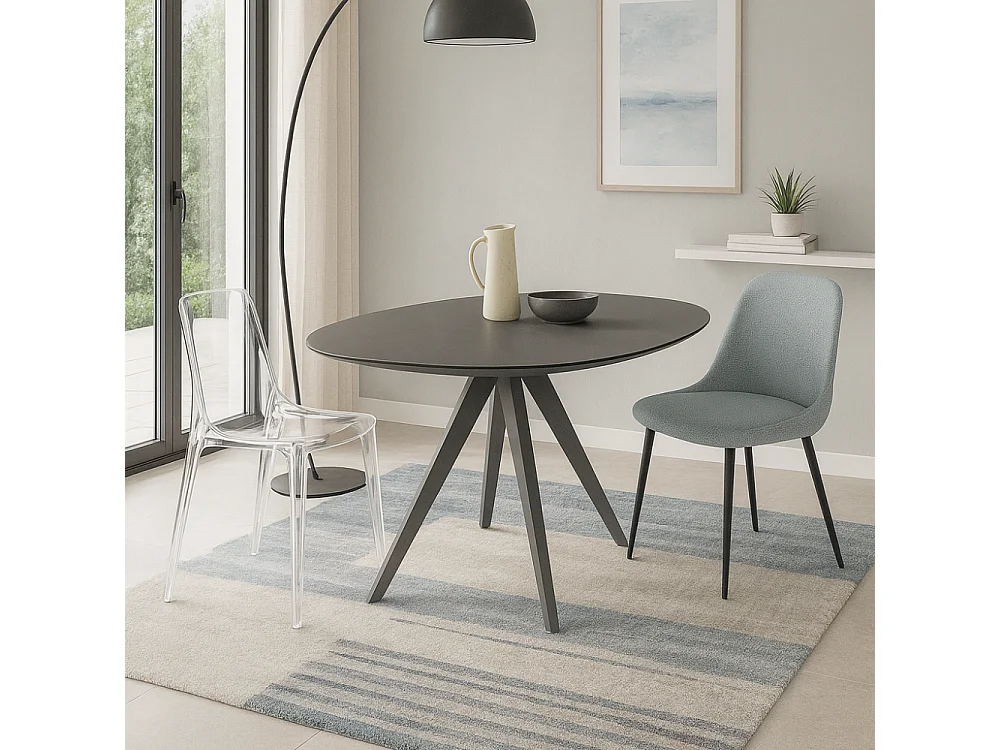 Blink, Set di 4 Sedia con gambe e seduta in policarbonato Trasparente   (46.5cm X 54cm H. 82cm)| Duzzle