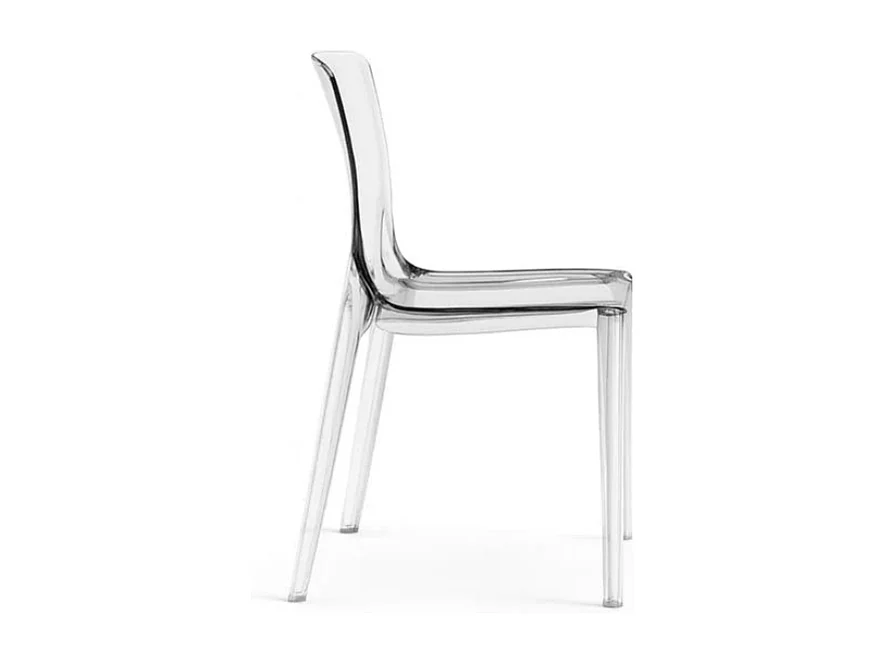 Blink, Set di 4 Sedia con gambe e seduta in policarbonato Trasparente   (46.5cm X 54cm H. 82cm)| Duzzle