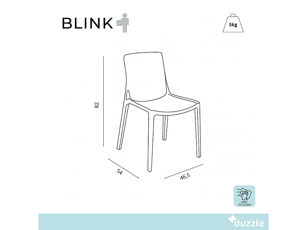 Blink, Set di 4 Sedia con gambe e seduta in policarbonato Trasparente   (46.5cm X 54cm H. 82cm)| Duzzle
