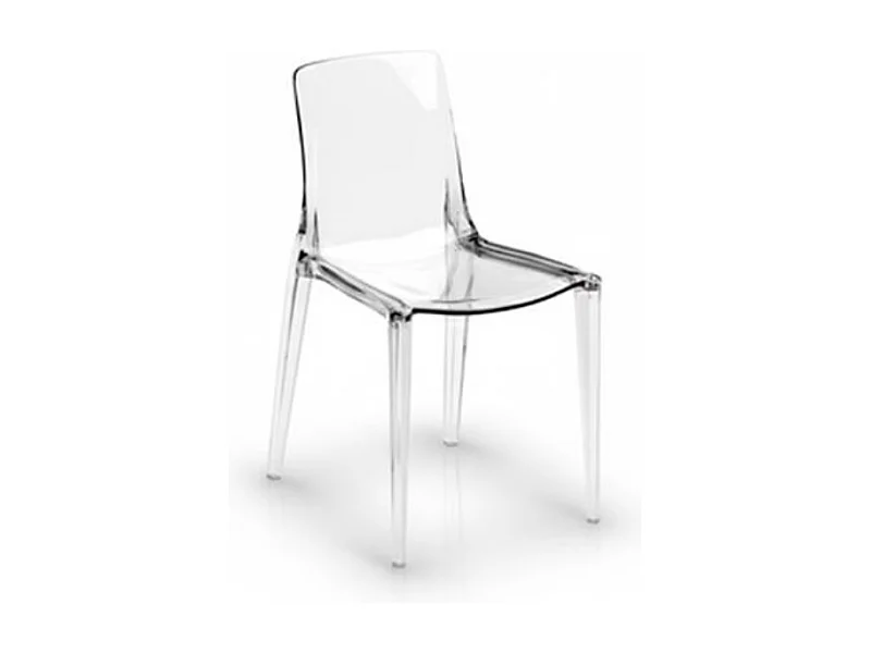 Blink, Set di 4 Sedia con gambe e seduta in policarbonato Trasparente   (46.5cm X 54cm H. 82cm)| Duzzle