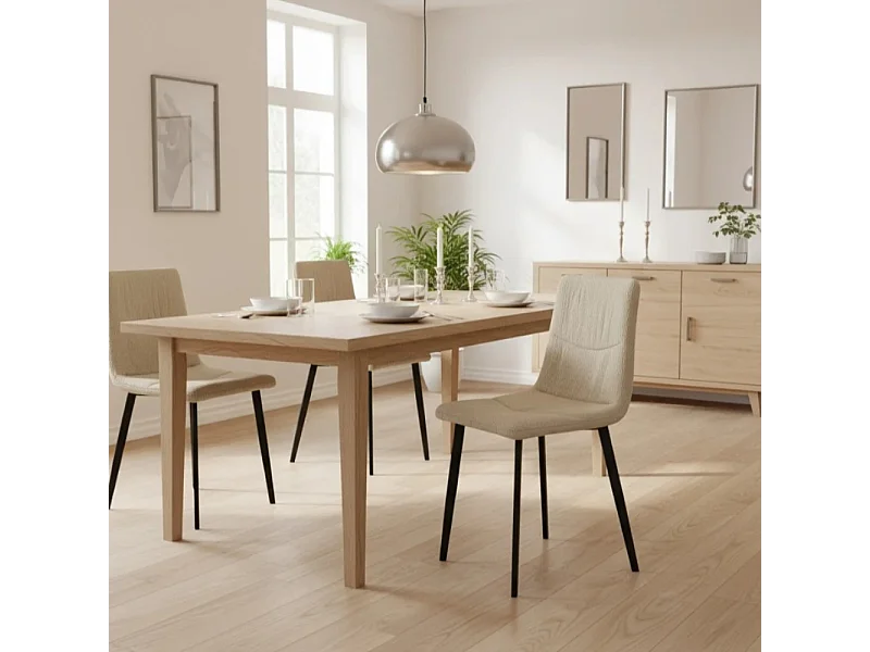 Daisy, Set di 4 Sedia in tessuto easy-clean con gambe in metallo verniciato (46cm X 55cm H. 87.5cm)