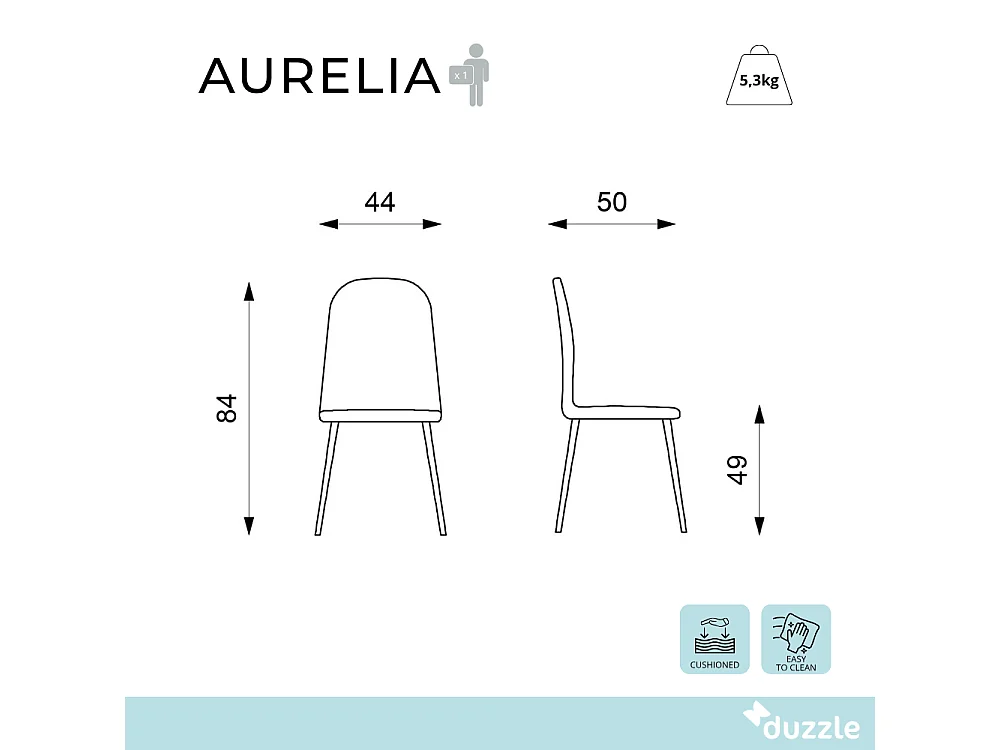 Aurelia, Set di 4 Sedia in similpelle (44cm X 50cm H. 84cm)