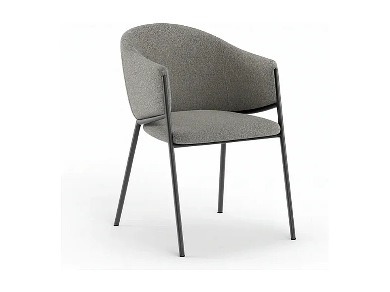 Duna, Set di 2 Sedia in tessuto easy-clean con gambe in metallo verniciato (53cm X 60cm H. 78cm)