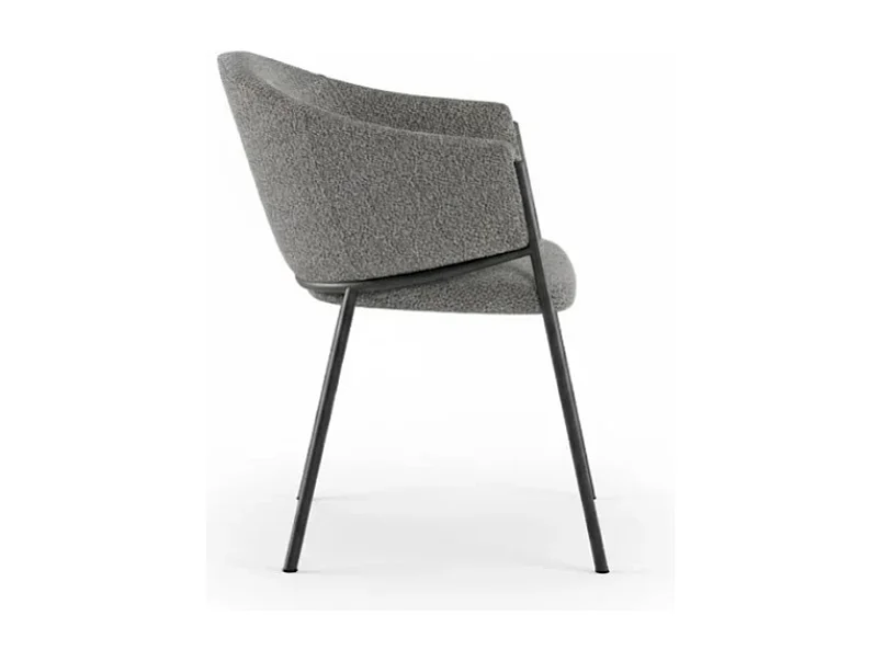 Duna, Set di 2 Sedia in tessuto easy-clean con gambe in metallo verniciato (53cm X 60cm H. 78cm)