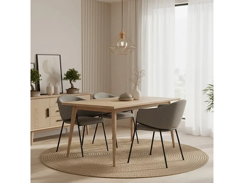 Duna, Set di 2 Sedia in tessuto easy-clean con gambe in metallo verniciato (53cm X 60cm H. 78cm)