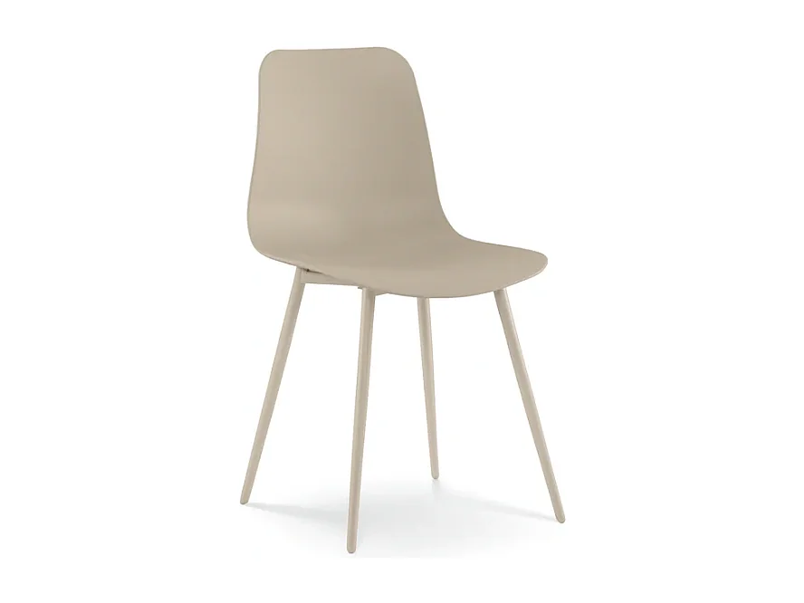Wave, Set di 4 Sedia in polipropilene con gambe metallo verniciato (50cm X 58cm H. 85cm)