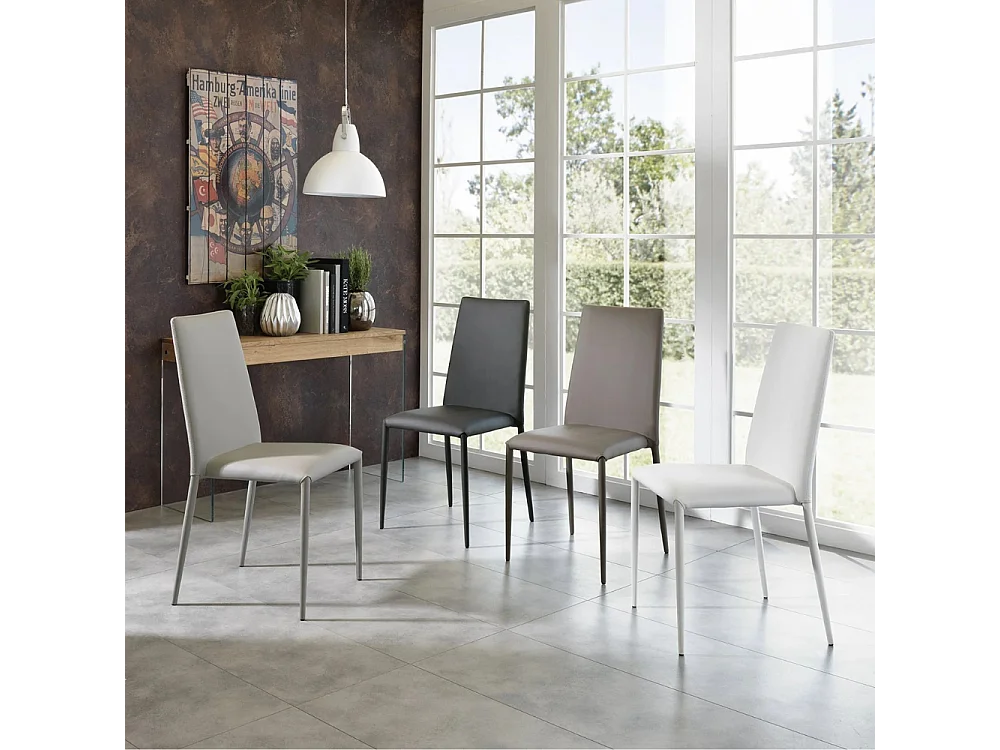 Arianna, Set di 4 Sedia in similpelle (40cm X 42cm H. 96cm)| Duzzle