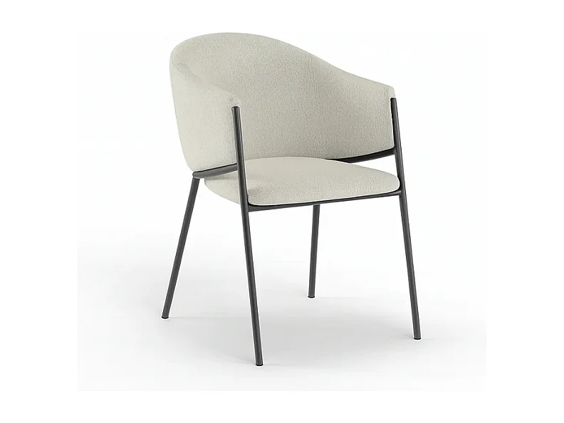 Duna, Set di 2 Sedia in tessuto easy-clean con gambe in metallo verniciato (53cm X 60cm H. 78cm)