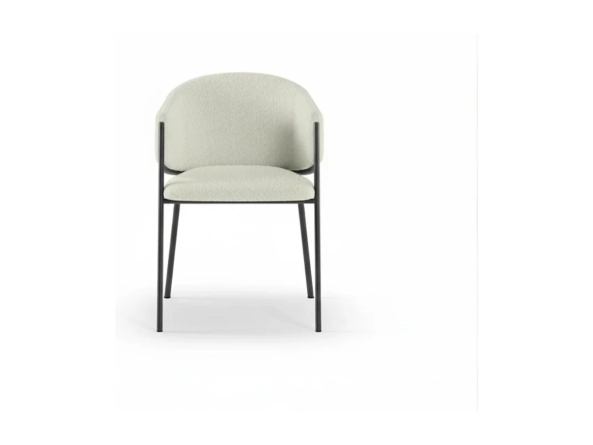 Duna, Set di 2 Sedia in tessuto easy-clean con gambe in metallo verniciato (53cm X 60cm H. 78cm)