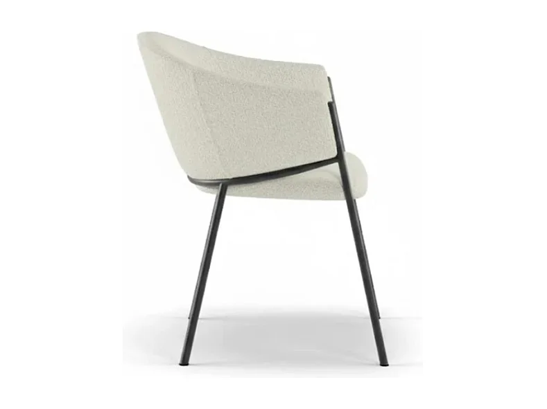 Duna, Set di 2 Sedia in tessuto easy-clean con gambe in metallo verniciato (53cm X 60cm H. 78cm)