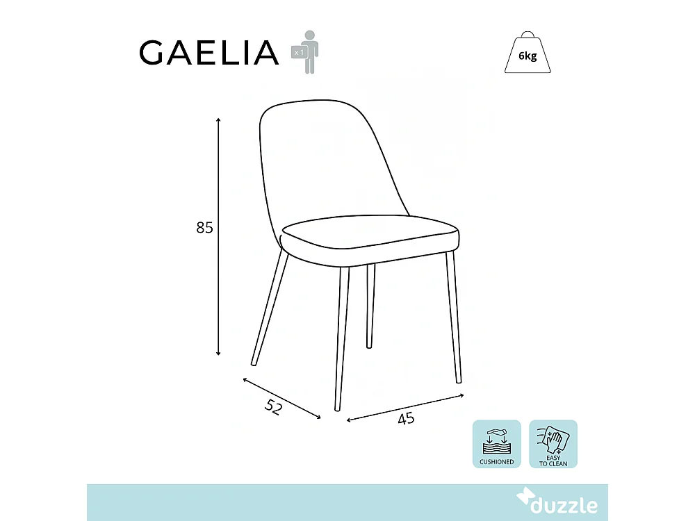 Gaelia, Set di 4 Sedia in soft-touch (52cm X 45cm H. 85cm)