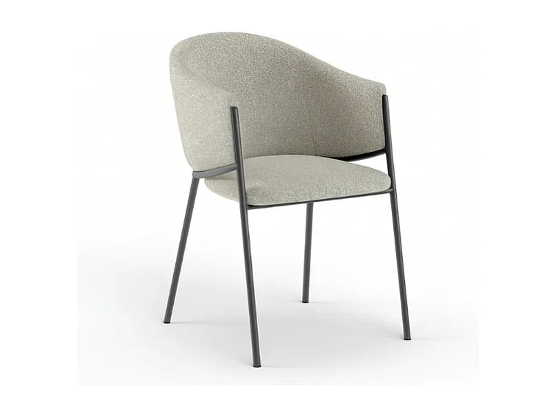 Duna, Set di 2 Sedia in tessuto easy-clean con gambe in metallo verniciato (53cm X 60cm H. 78cm)| Duzzle