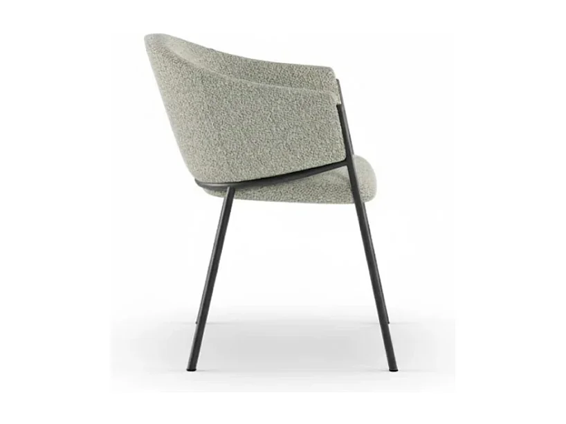 Duna, Set di 2 Sedia in tessuto easy-clean con gambe in metallo verniciato (53cm X 60cm H. 78cm)