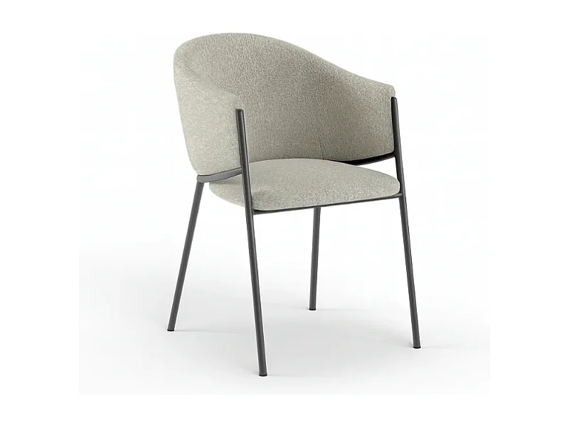 Duna, Set di 2 Sedia in tessuto easy-clean con gambe in metallo verniciato (53cm X 60cm H. 78cm)| Duzzle