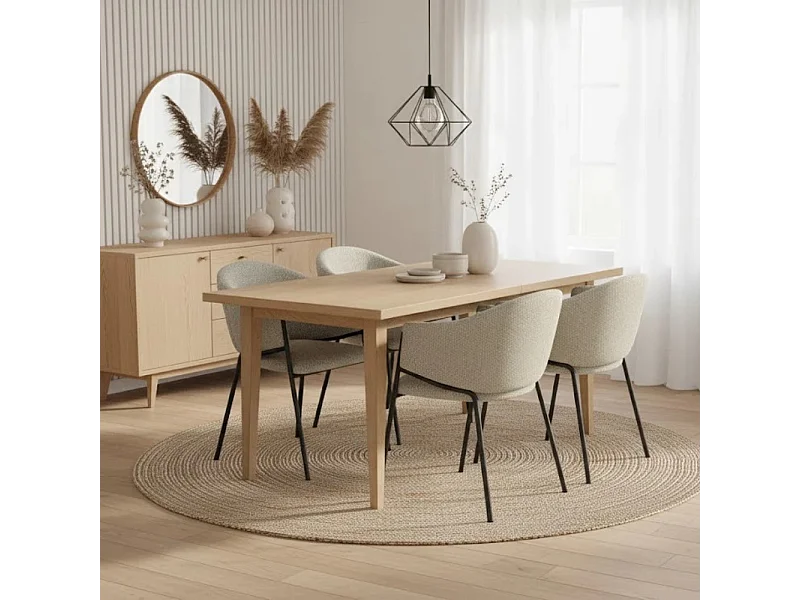 Duna, Set di 2 Sedia in tessuto easy-clean con gambe in metallo verniciato (53cm X 60cm H. 78cm)