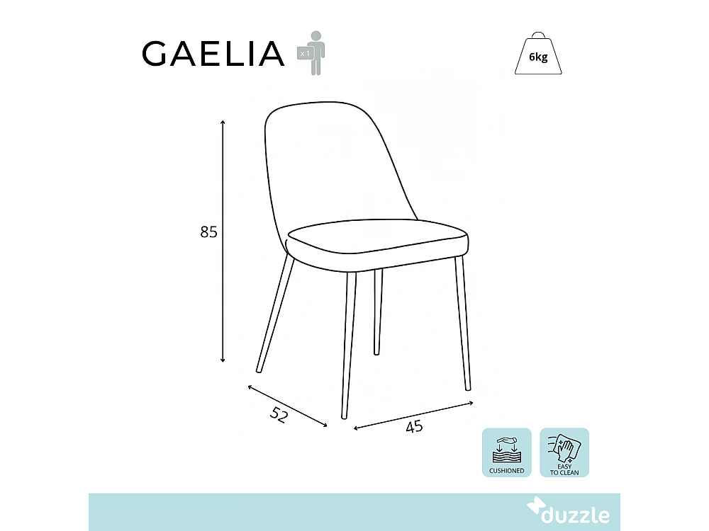 Gaelia, Set di 4 Sedia in soft-touch (52cm X 45cm H. 85cm)