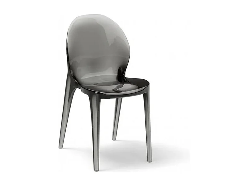 Sparkle, Set di 4 Sedia con gambe e seduta in policarbonato colore Grigio (42.5cm X 53cm H. 82.5cm)| Duzzle