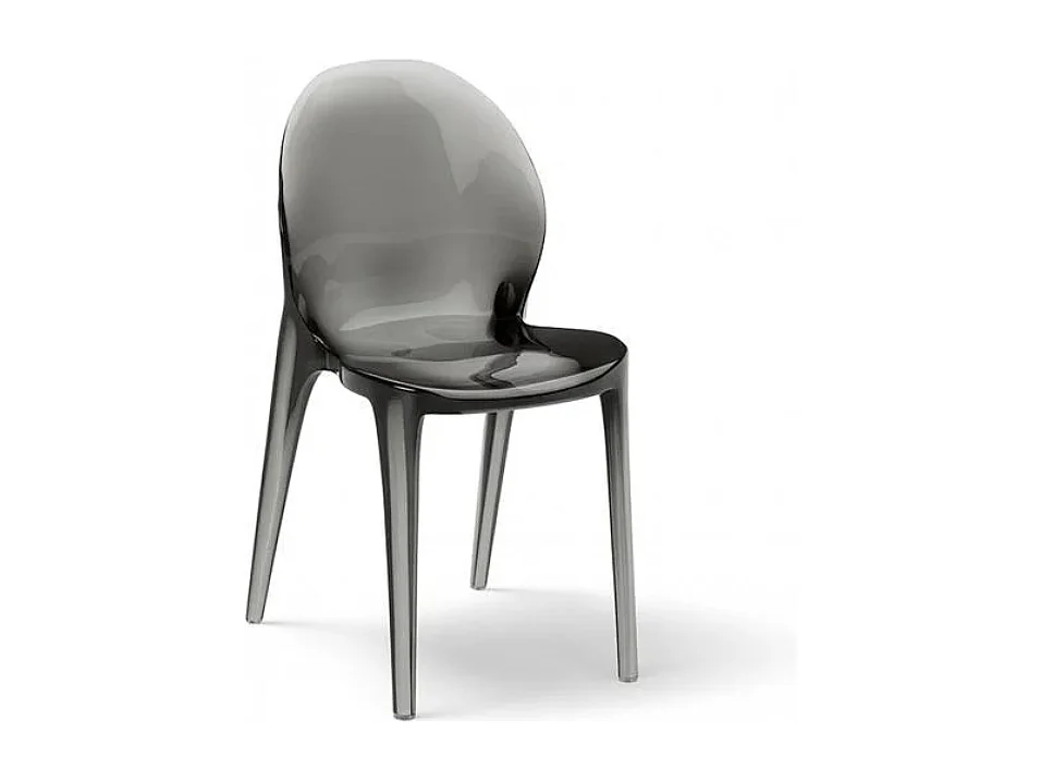 Sparkle, Set di 4 Sedia con gambe e seduta in policarbonato colore Grigio (42.5cm X 53cm H. 82.5cm)| Duzzle