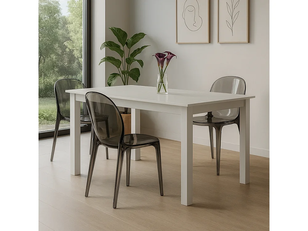 Sparkle, Set di 4 Sedia con gambe e seduta in policarbonato colore Grigio (42.5cm X 53cm H. 82.5cm)| Duzzle