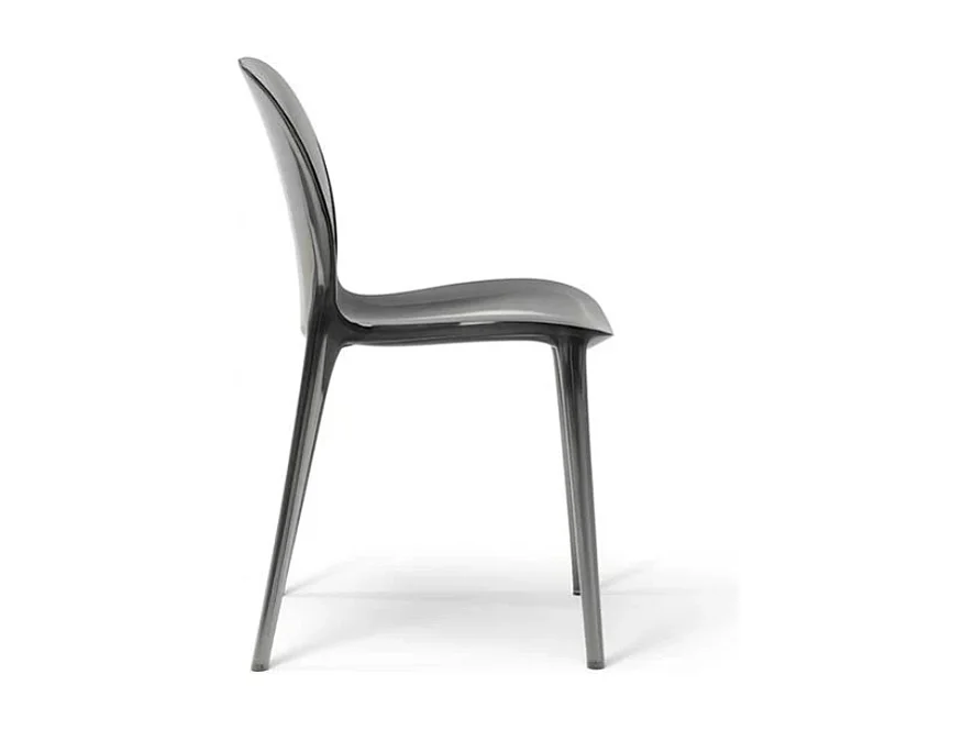 Sparkle, Set di 4 Sedia con gambe e seduta in policarbonato colore Grigio (42.5cm X 53cm H. 82.5cm)| Duzzle