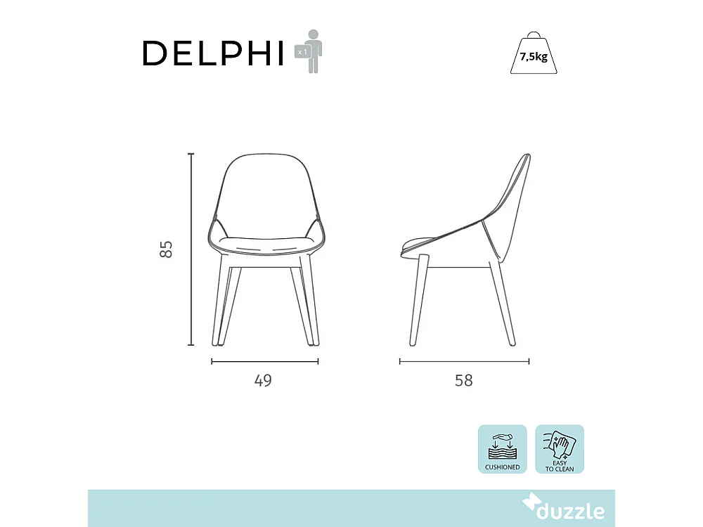 Delphi, Set di 4 Sedia in tessuto (58cm X 49cm H. 85cm)