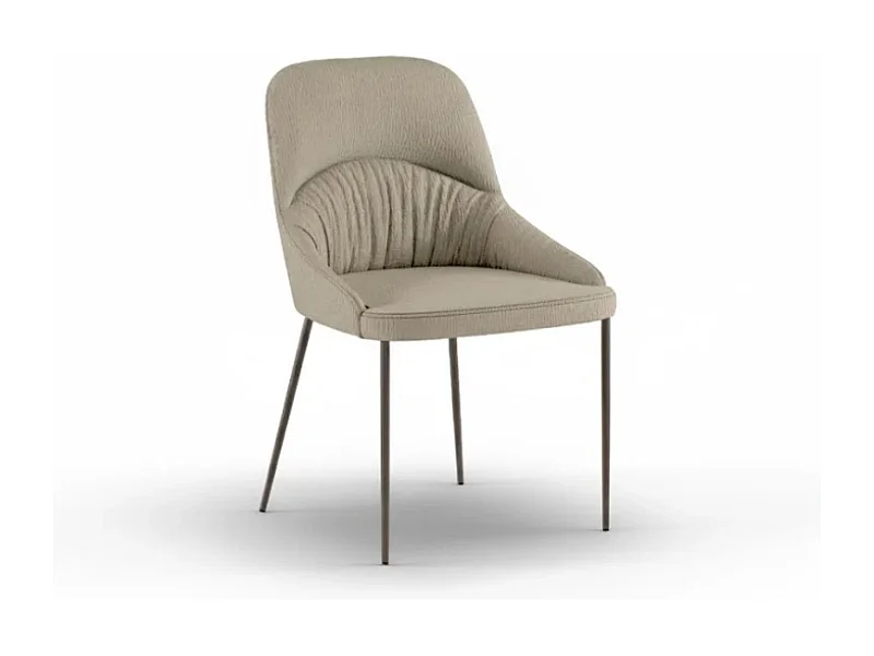 Shell, Set di 4 Sedia in tessuto easy-clean con gambe in metallo verniciato (54cm X 63cm H. 89cm)| Duzzle