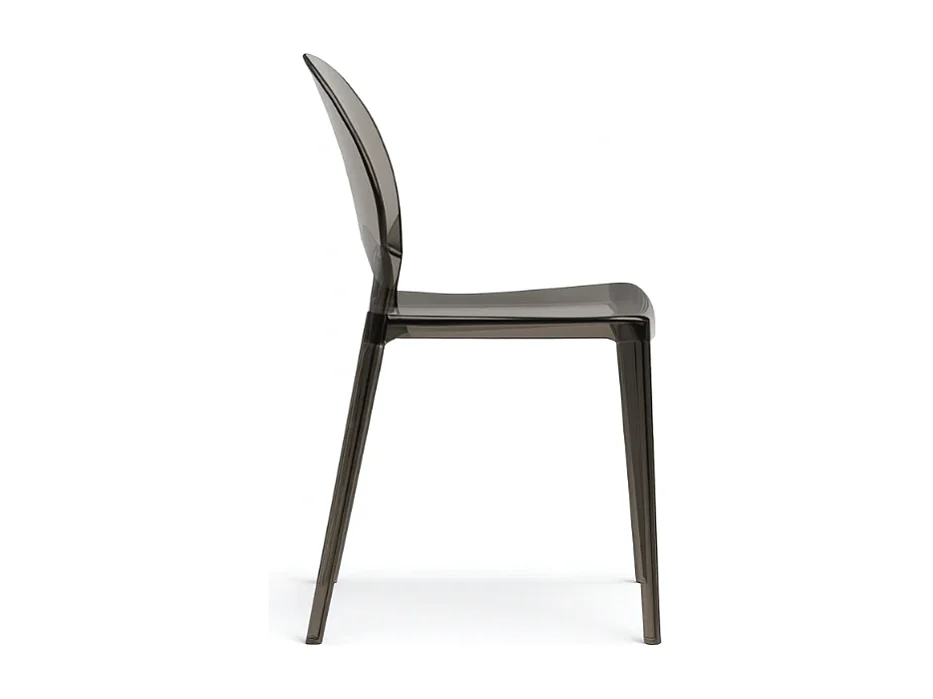 Pop, Set di 4 Sedia con gambe e seduta in policarbonato Grigio    (49.5cm X 53cm H. 84cm)| Duzzle