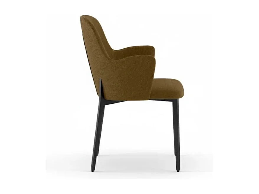 Flow, Set di 4 Sedia in tessuto easy-clean con gambe in metallo verniciato (53.5cm X 62.5cm H. 80cm)