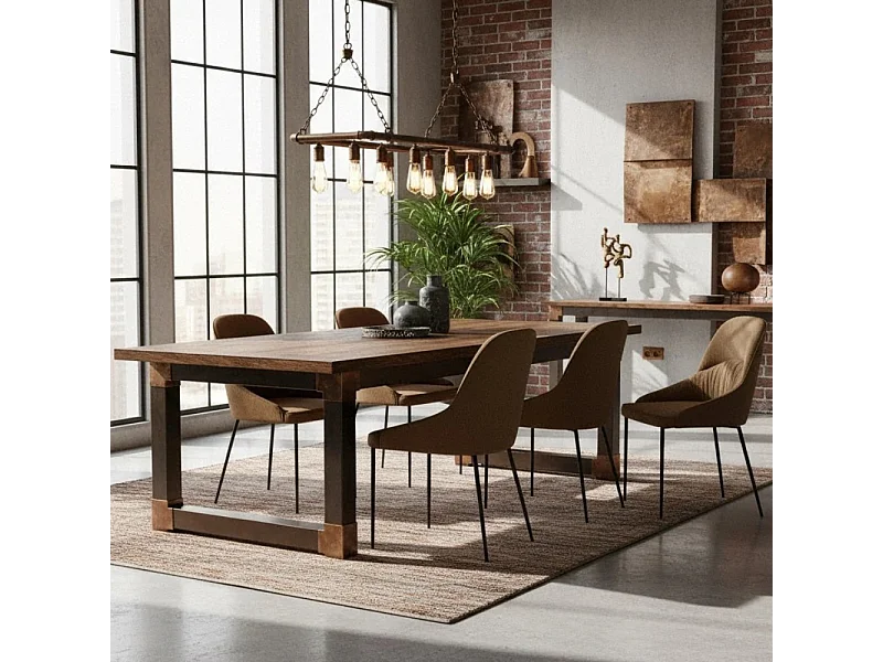 Harmony, Set di 4 Sedia in tessuto easy-clean con gambe in metallo verniciato (54cm X 63cm H. 89cm)