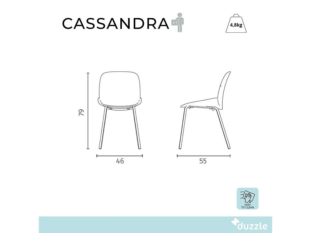 Cassandra, Set di 4 Sedia in polipropilene (55cm X 46cm H. 79cm)