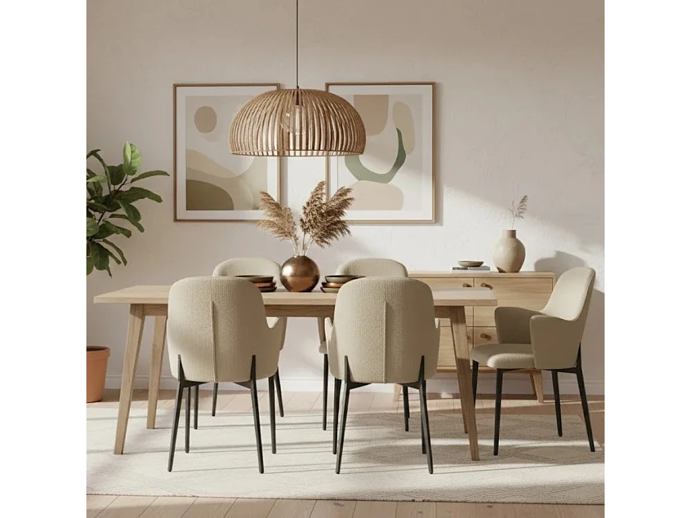 Flow, Set di 4 Sedia in tessuto easy-clean con gambe in metallo verniciato (53.5cm X 62.5cm H. 80cm)| Duzzle