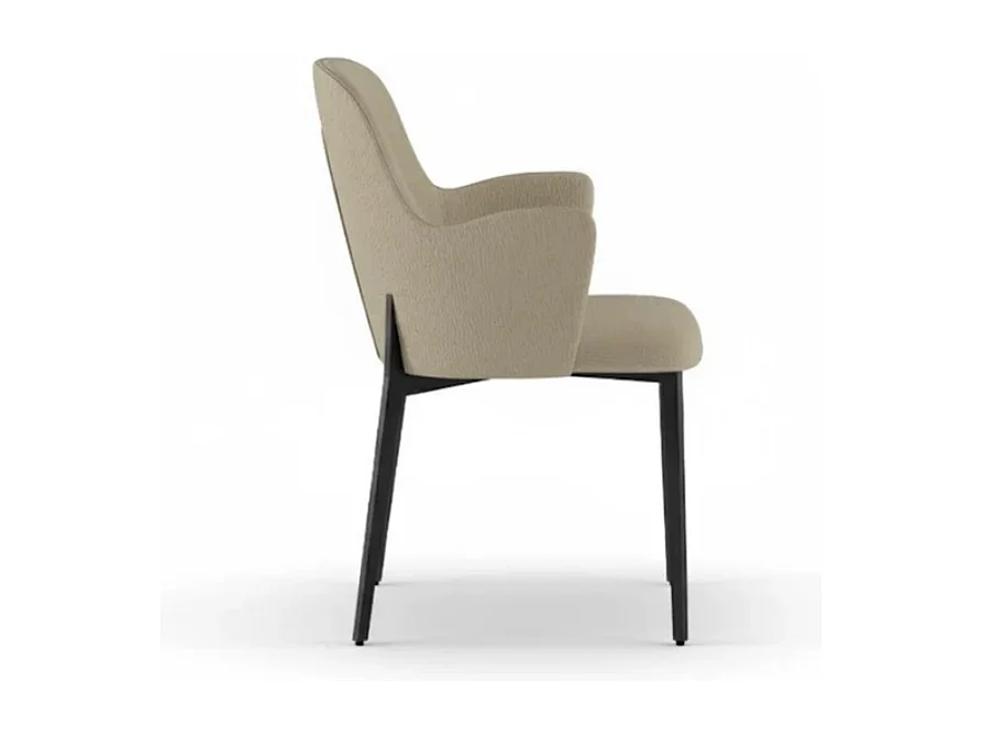 Flow, Set di 4 Sedia in tessuto easy-clean con gambe in metallo verniciato (53.5cm X 62.5cm H. 80cm)| Duzzle