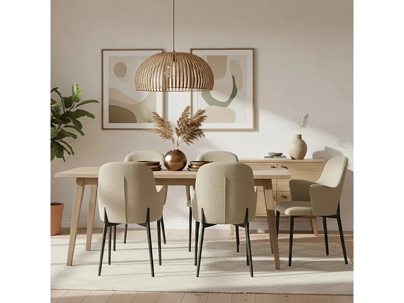 Flow, Set di 4 Sedia in tessuto easy-clean con gambe in metallo verniciato (53.5cm X 62.5cm H. 80cm)